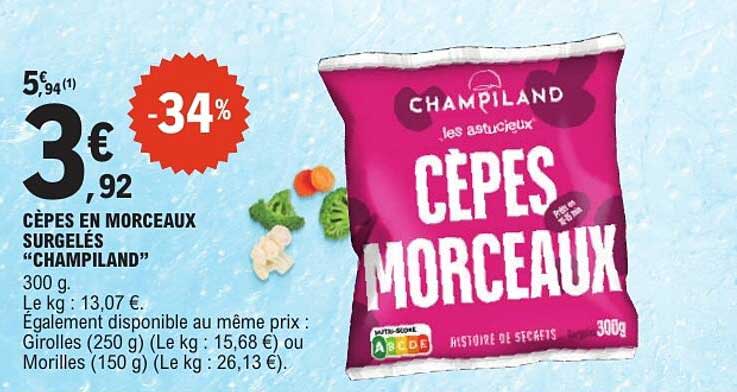 CÈPES EN MORCEAUX SURGELÉS "CHAMPILAND"