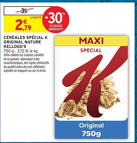 CÉRÉALES SPÉCIAL K ORIGINAL NATURE KELLOGGS