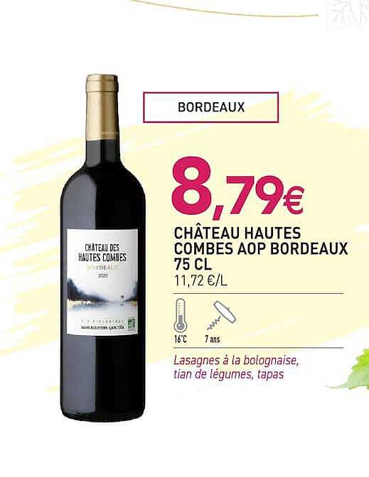 CHÂTEAU HAUTES COMBES AOP BORDEAUX 75 CL