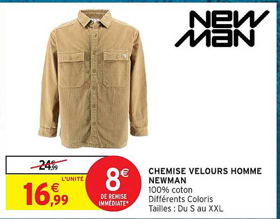 CHEMISE VELOURS HOMME NEWMAN
