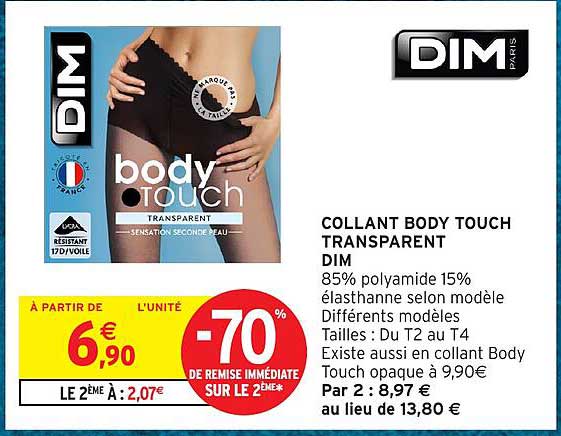 COLLANT BODY TOUCH TRANSPARENT DIM