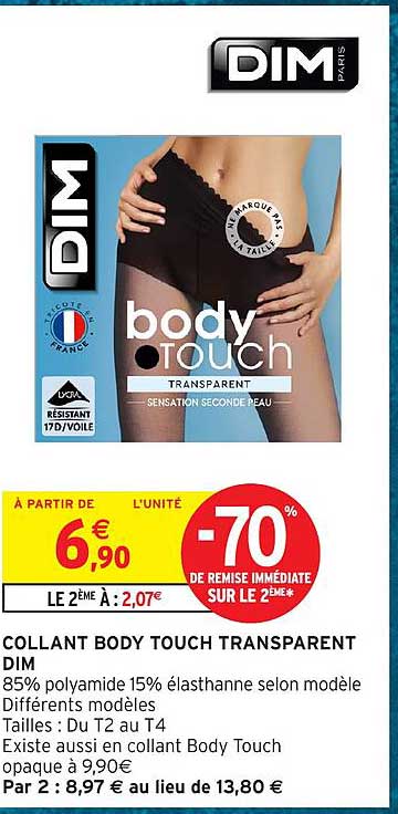 COLLANT BODY TOUCH TRANSPARENT DIM
