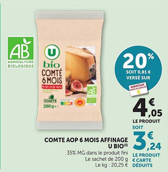COMTE AOP 6 MOIS AFFINAGE U BIO