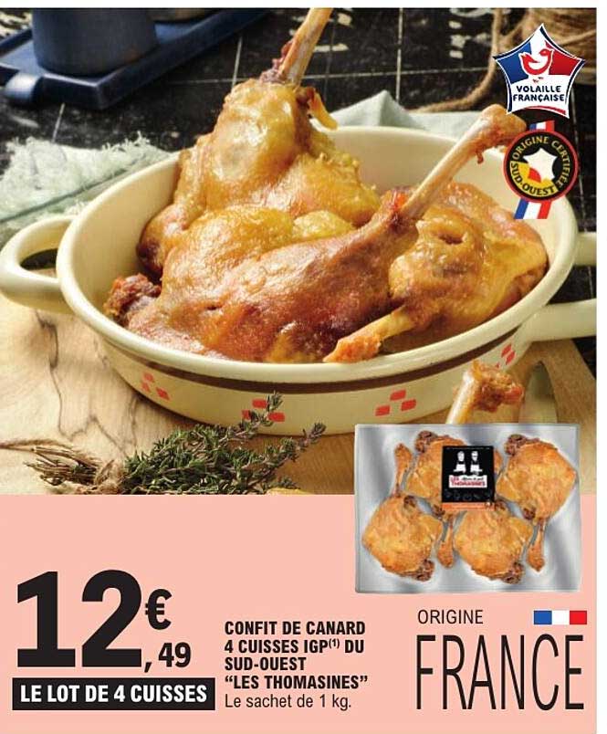 CONFIT DE CANARD 4 CUISSES IGP(1) DU SUD-OUEST “LES THOMASINES”