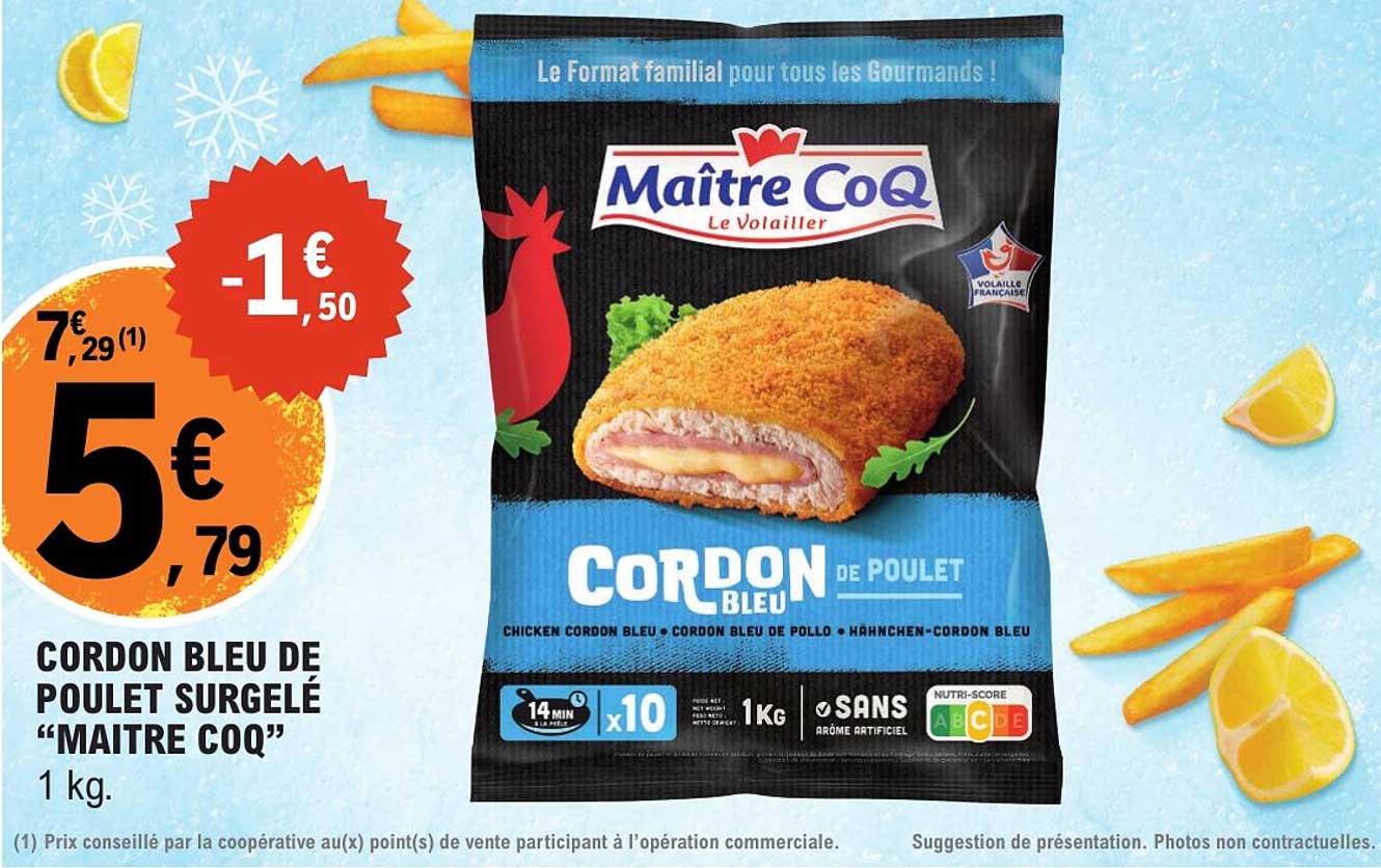 CORDON BLEU DE POULET SURGELÉ “MAITRE COQ”