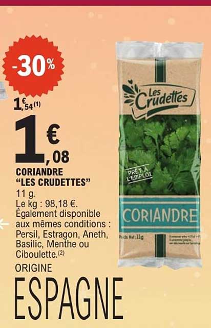 CORIANDRE “LES CRUDITTES”