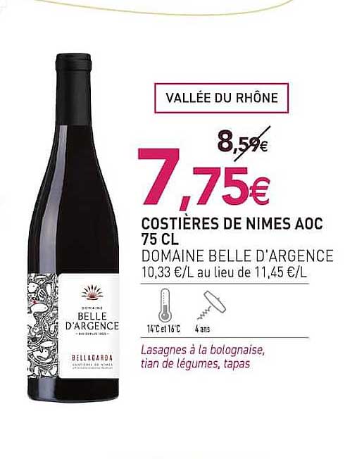 COSTIÈRES DE NIMES AOC 75 CL DOMAINE BELLE D'ARGENCE