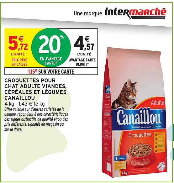 CROQUETTES POUR CHAT ADULTE VIANDES, CÉRÉALES ET LÉGUMES CANAILLOU