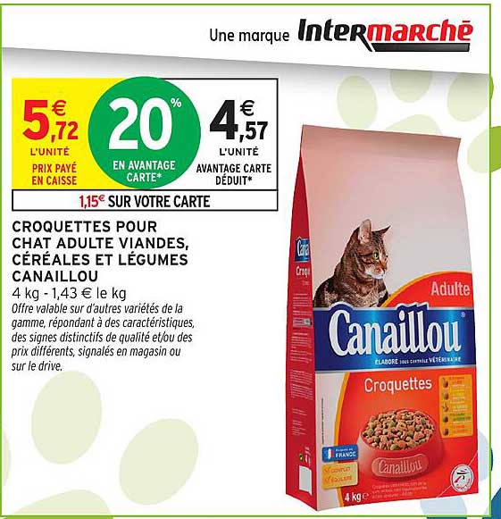 CROQUETTES POUR CHAT ADULTE VIANDES, CÉRÉALES ET LÉGUMES CANAILLOU