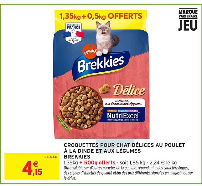 CROQUETTES POUR CHAT DÉLICES AU POULET À LA DINDE ET AUX LÉGUMES BREKIES