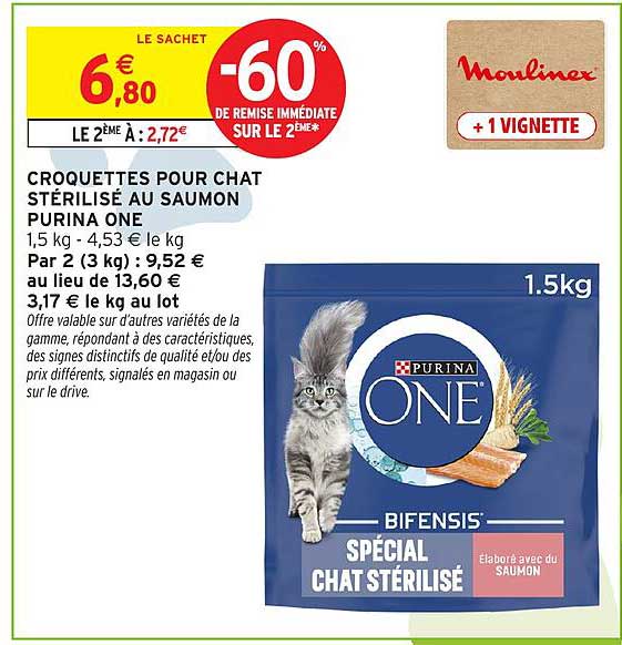 CROQUETTES POUR CHAT STÉRILISÉ AU SAUMON PURINA ONE