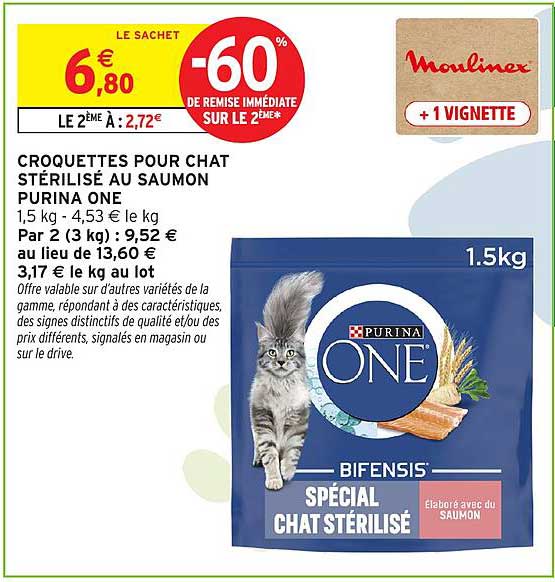 CROQUETTES POUR CHAT STÉRILISÉ AU SAUMON PURINA ONE