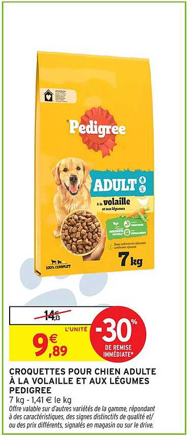CROQUETTES POUR CHIEN ADULTE À LA VOLAILLE ET AUX LÉGUMES PEDIGREE