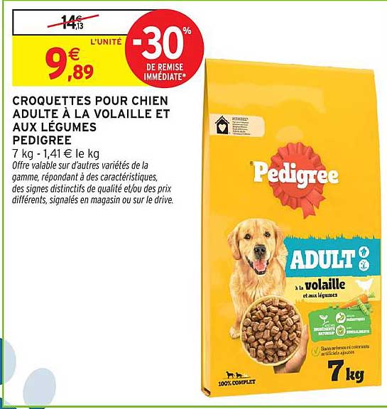 CROQUETTES POUR CHIEN ADULTE À LA VOLAILLE ET AUX LÉGUMES PEDIGREE