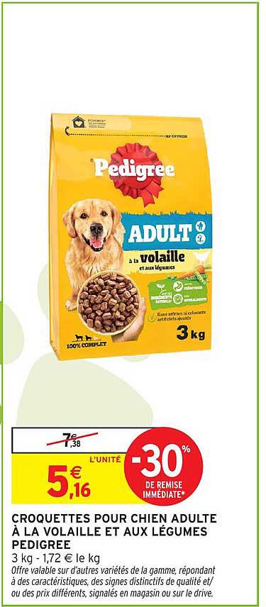 CROQUETTES POUR CHIEN ADULTE À LA VOLAILLE ET AUX LÉGUMES PEDIGREE