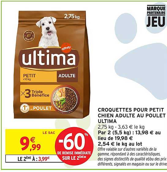 CROQUETTES POUR PETIT CHIEN ADULTE AU POULET ULTIMA