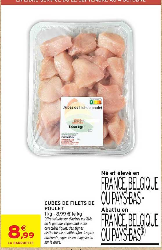 CUBES DE FILETS DE POULET