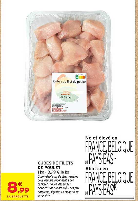 CUBES DE FILETS DE POULET