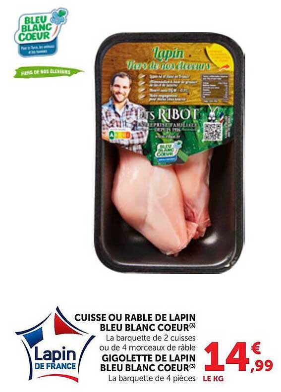 CUISSE OU RABLE DE LAPIN BLEU BLANC COEUR