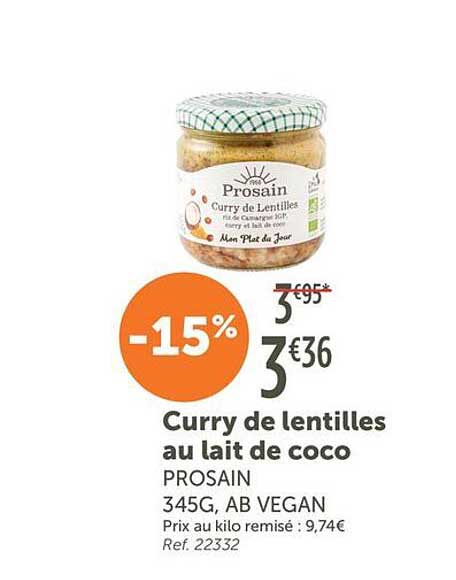 Curry de lentilles au lait de coco