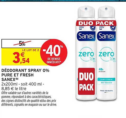 DÉODORANT SPRAY 0% PURE ET FRESH SANEX