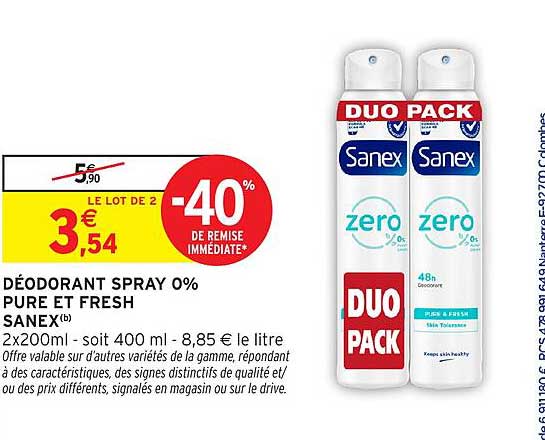 DÉODORANT SPRAY 0% PURE ET FRESH SANEX