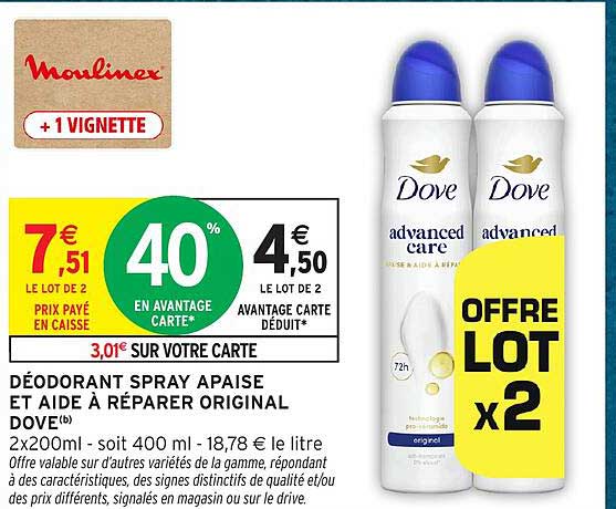 DÉODORANT SPRAY APAISE ET AIDE À RÉPARER ORIGINAL DOVE®