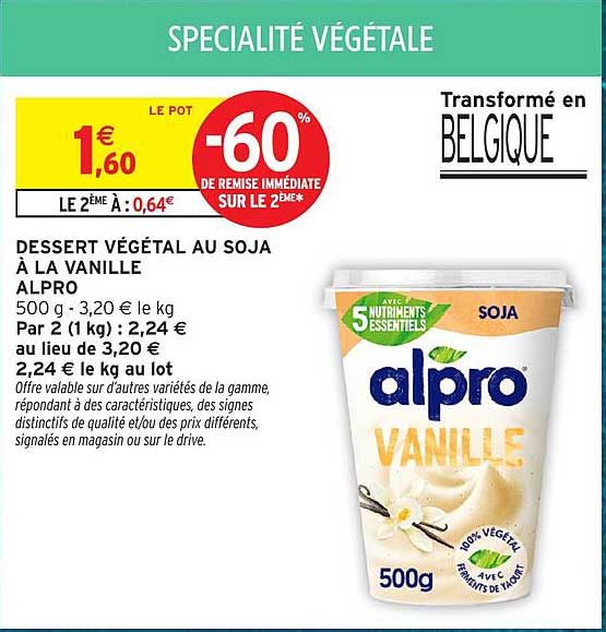 DESSERT VÉGÉTAL AU SOJA À LA VANILLE ALPRO