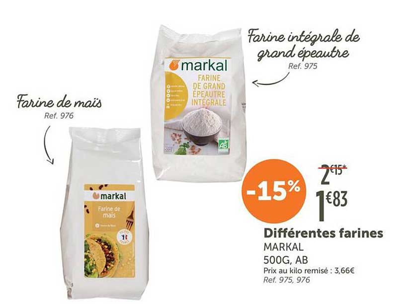 Différentes farines MARKAL 500G, AB