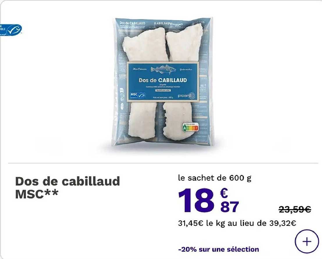 Dos de cabillaud MSC**
