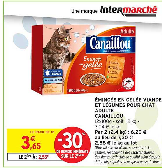 ÉMINCÉS EN GÉLÉE VIANDE ET LÉGUMES POUR CHAT ADULTE CANAILLOU