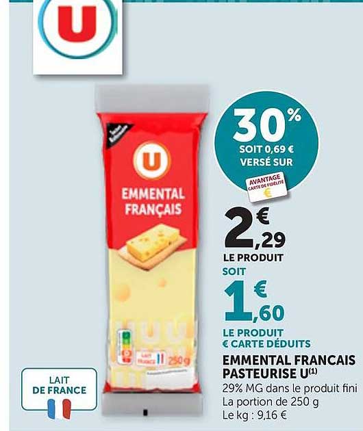 EMMENTAL FRANÇAIS PASTEURISÉ U