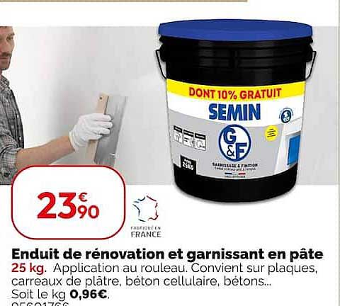Enduit de rénovation et garnissant en pâte 25 kg