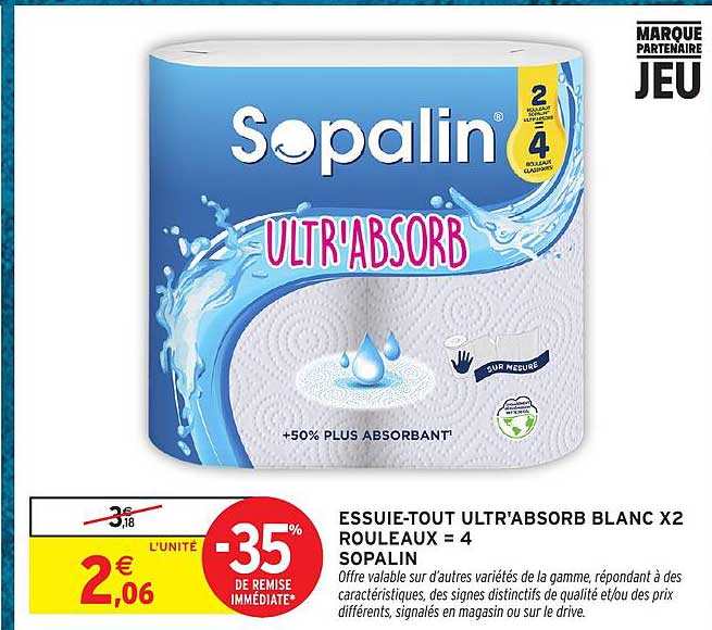 ESSUIE-TOUT ULTR'ABSORB BLANC X2 ROULEAUX = 4 SOPALIN