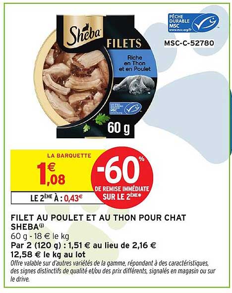 FILET AU POULET ET AU THON POUR CHAT SHEBA