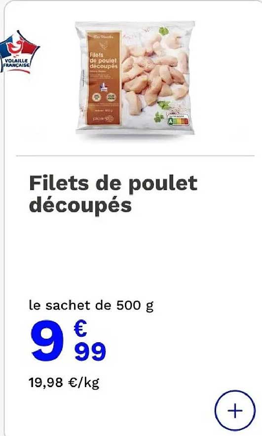 Filets de poulet découpés
