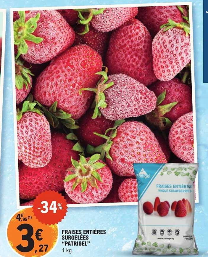 FRAISES ENTIÈRES SURGELÉES “PATRIGEL” 1 kg.