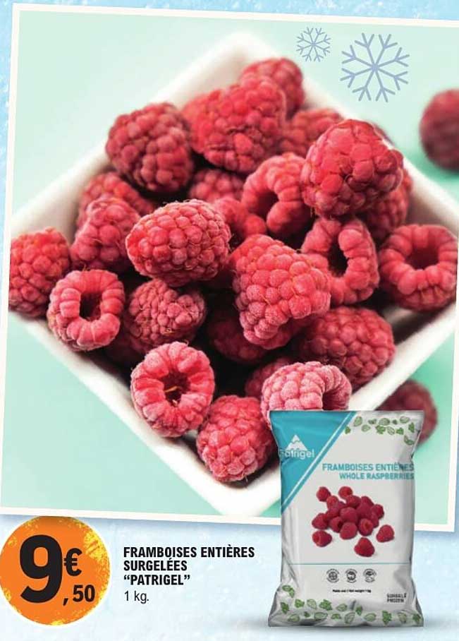 FRAMBOISES ENTIÈRES SURGELÉES “PATRIGEL” 1 kg.