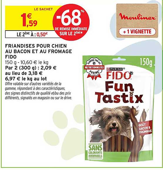FRIANDISES POUR CHIEN AU BACON ET AU FROMAGE FIDO