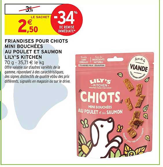 FRIANDISES POUR CHIOTS MINI BOUCHÉES AU POULET ET SAUMON LILY'S KITCHEN