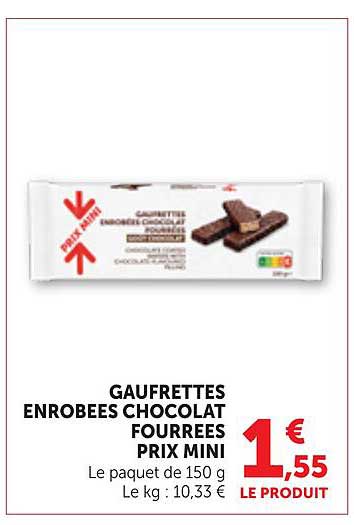 GAUFRETTES ENROBEES CHOCOLAT FOURREES PRIX MINI