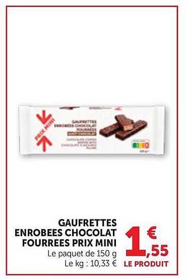 GAUFRETTES ENROBEES CHOCOLAT FOURREES PRIX MINI