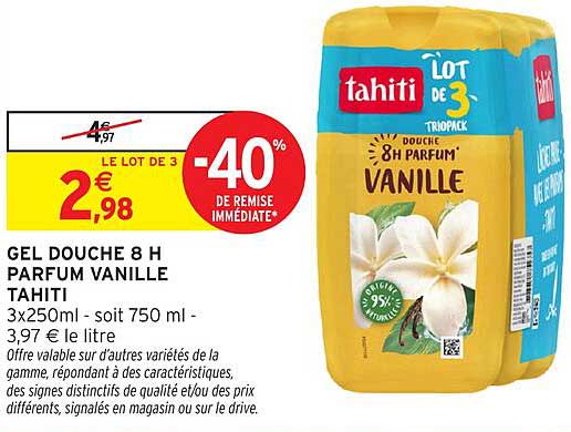 GEL DOUCHE 8 H PARFUM VANILLE TAHITI