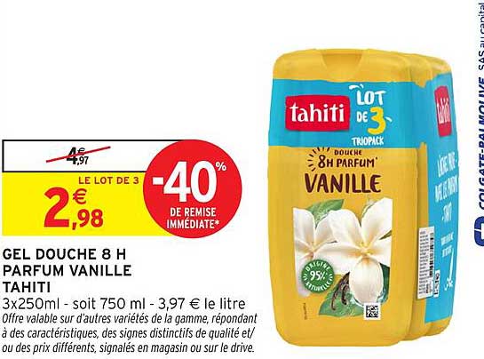 GEL DOUCHE 8 H PARFUM VANILLE TAHITI