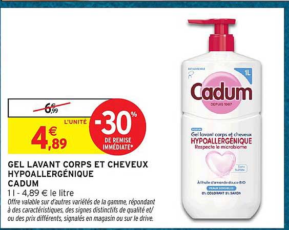 GEL LAVANT CORPS ET CHEVEUX HYPOALLERGÉNIQUE CADUM