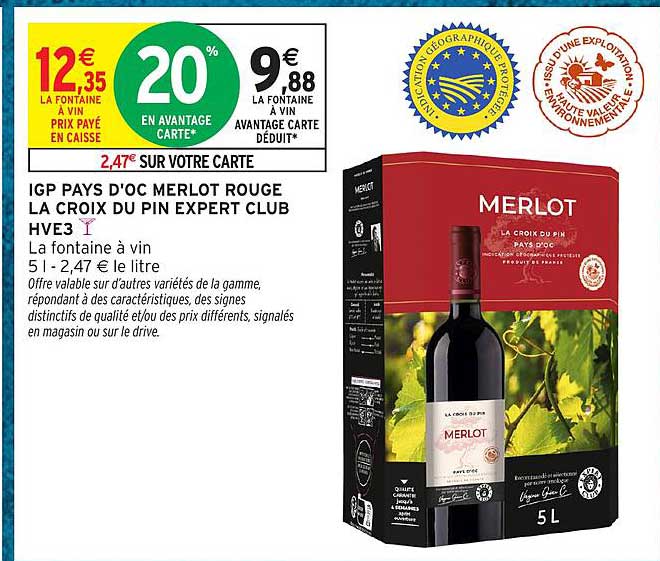 GP PAYS D'OC MERLOT ROUGE LA CROIX DU PIN EXPERT CLUB HVE3