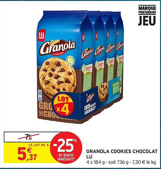 GRANOLA COOKIES CHOCOLAT LU