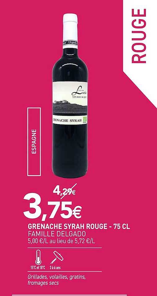 GRENACHE SYRAH ROUGE - 75 CL FAMILLE DELGADO