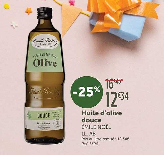 Huile d’olive douce ÉMILE NOËL 1L, AB