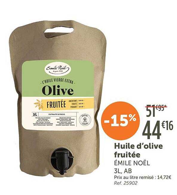 Huile d’olive fruitée ÉMILE NOËL 3L, AB